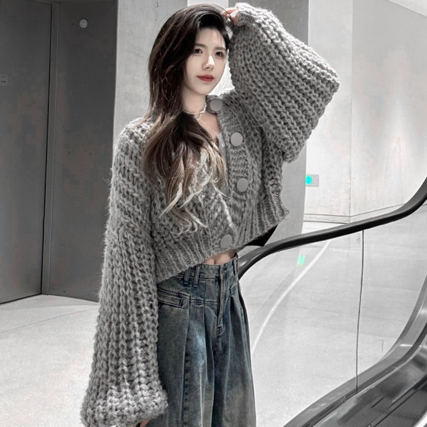 Áo Khoác cardigan Dệt Kim Dáng Rộng Phong Cách Hàn Quốc Thời Trang Thu Đông Hàng Mới áo len croptop áo sweater