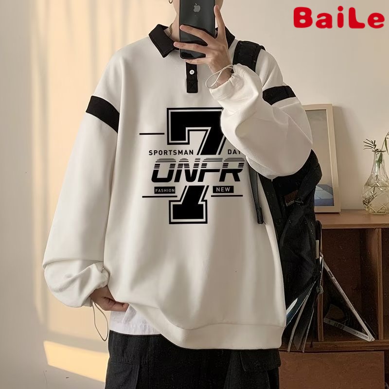 Áo Thun polo Tay Dài Phối Màu Tương Phản Cao Cấp Thời Trang Xuân Thu Cho Nam