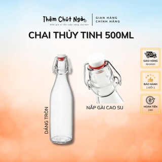 Chai thuỷ tinh nắp gài làm F2 kombucha 500ml chai tròn dáng cao
