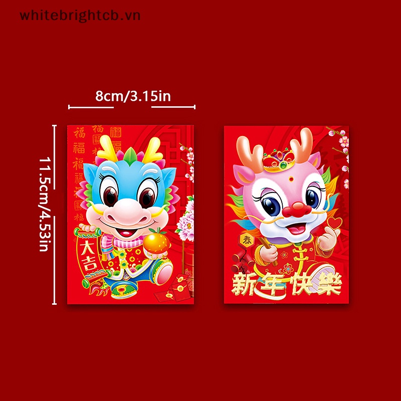/ 2024 / / 6 Bao Lì Xì Hình Rồng Đỏ May Mắn Cho Năm Mới / Năm Mới 2024