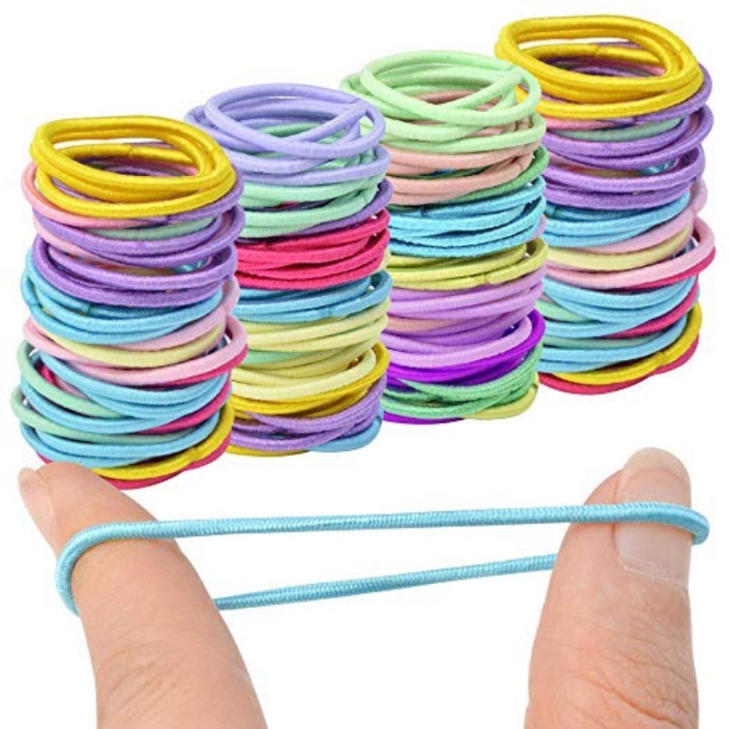 Set 50 / 100 Chun Buộc Tóc Màu Trơn Đơn Giản Thời Trang