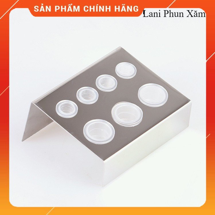 Đế Inox Đế Kim Loại Đựng Hũ Mực Phun Xăm 7 Lỗ To Nhỏ Màu Đen,màu trắng