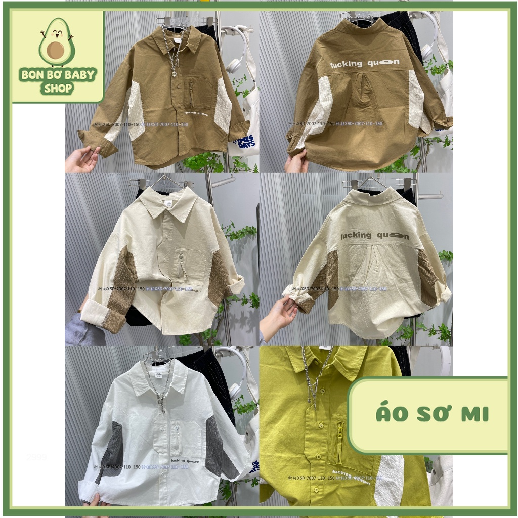 Áo Sơ Mi Kaki Bé Trai Túi Ngực Phối Màu Phong Cách Hàn Quốc (Mã 7007) - Áo Sơ Mi Dài Tay Bé Trai (Size 110-150)