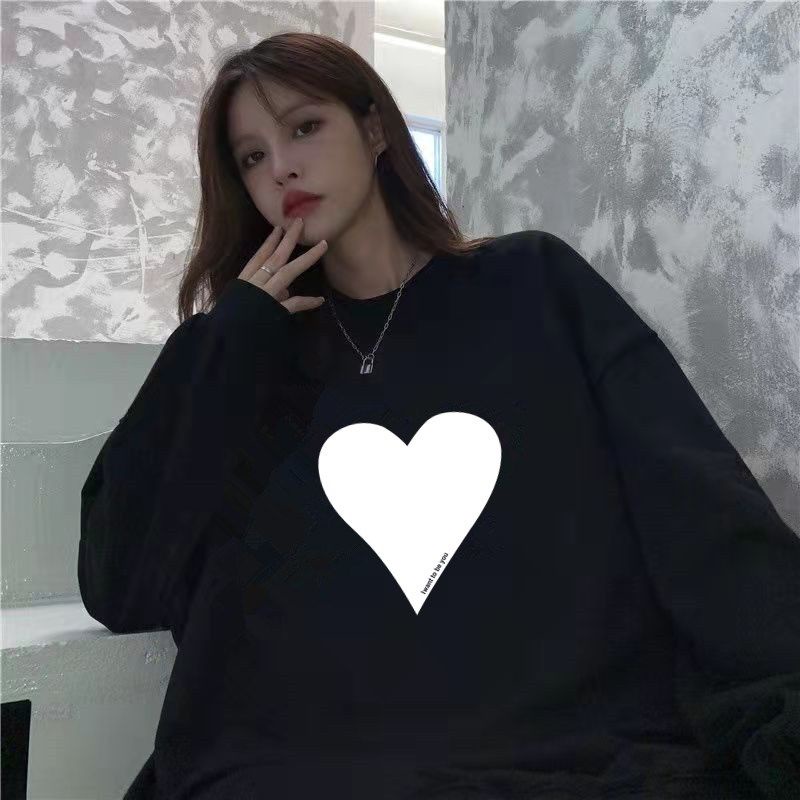 Áo Sweatshirts Mỏng Tay Dài Dáng Rộng In Hình Cho Nữ