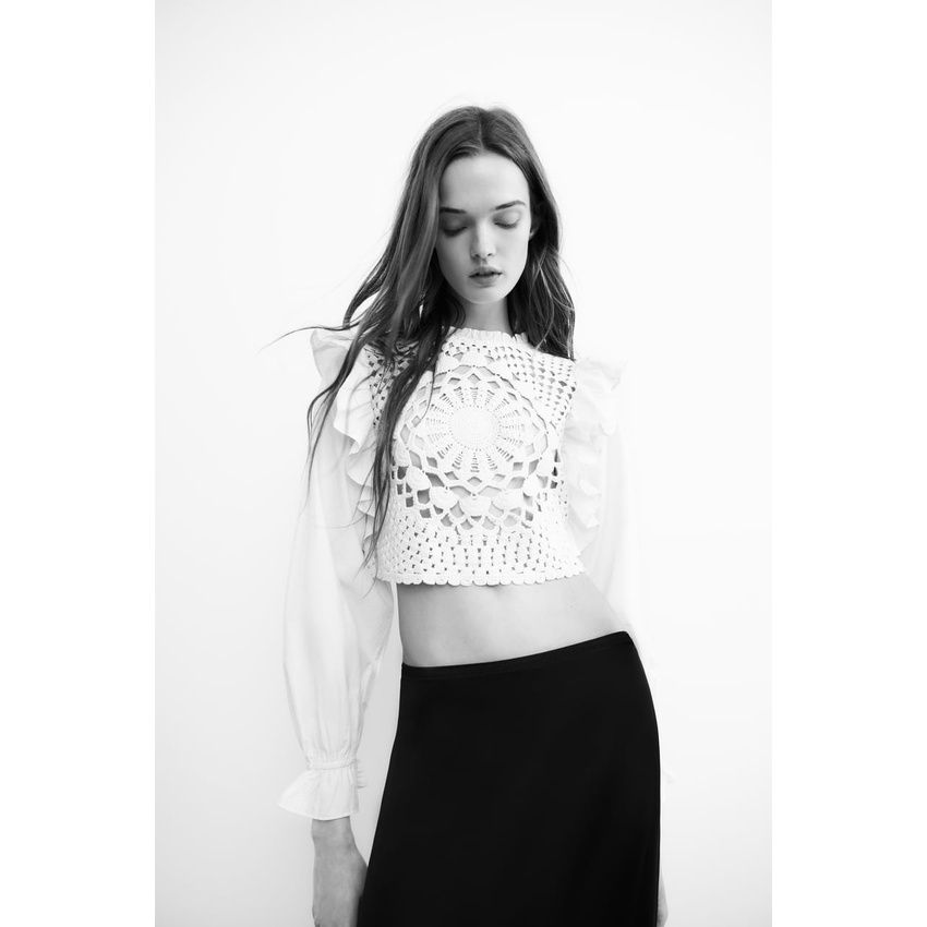 Áo len dệt kim croptop Zara authentic