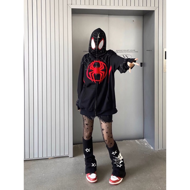 Áo Khoác, Áo Hoodie Kéo Khóa 2 Lớp Mũ Trùm Người NhệN Hotrend