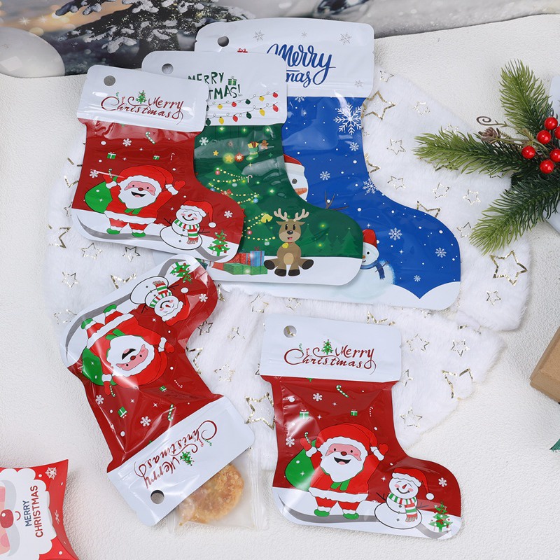 1 Túi Đựng Quà Có Khóa Kéo Hình Giày Bốt Ông Già Noel Người Tuyết Giáng Sinh Năm Mới diy Trang Trí Tiệc Giáng Sinh