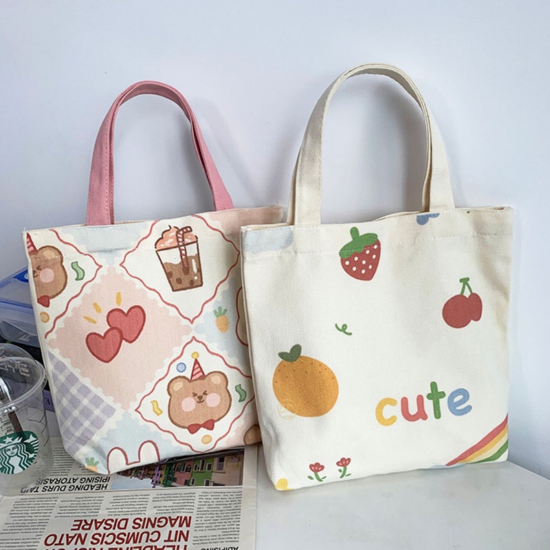 MOUSOON  Túi Xách Vải Canvas In Hình Hoạt Hình Nhật Bản Dễ Thương Cho Nữ