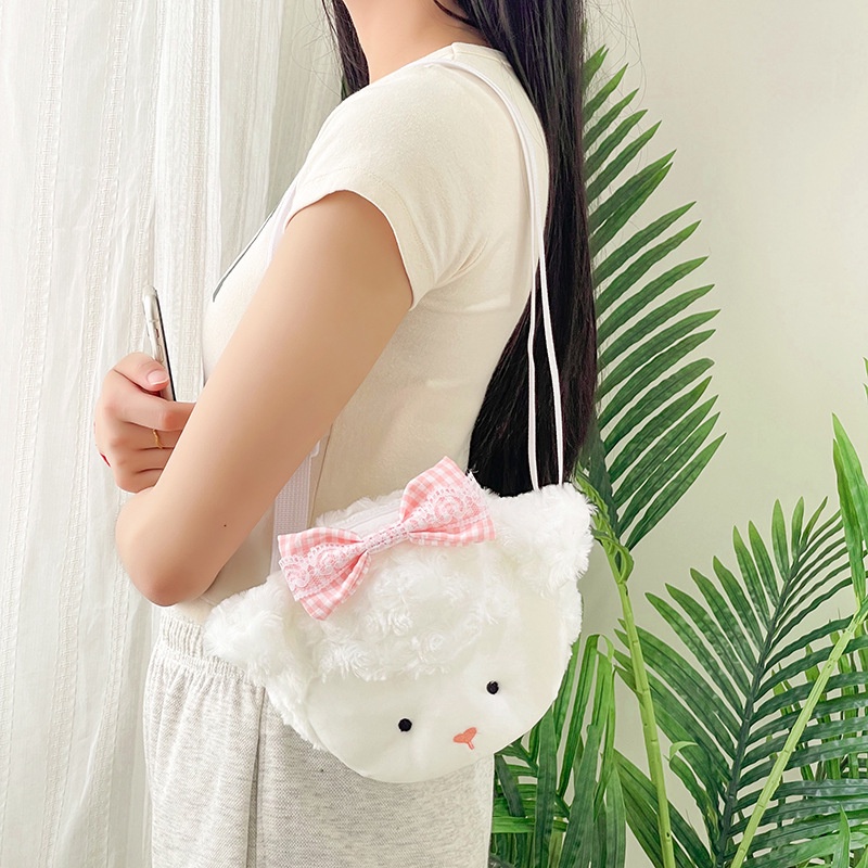 Laz Johnn Túi Đeo Chéo Hình Thỏ / Gấu Nhồi Bông Dễ Thương Thời Trang Cho Bé