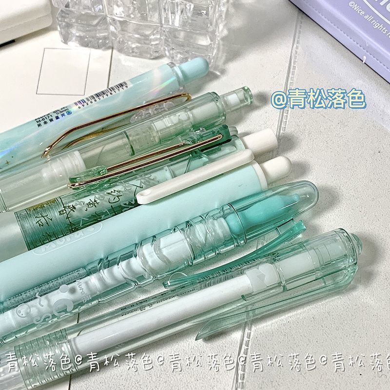Set 6 Bút Mura màu đủ màu mix nhiều mẫu, Bút Gel Bấm Mura 6 chiếc mực đen ngòi 0.5mm