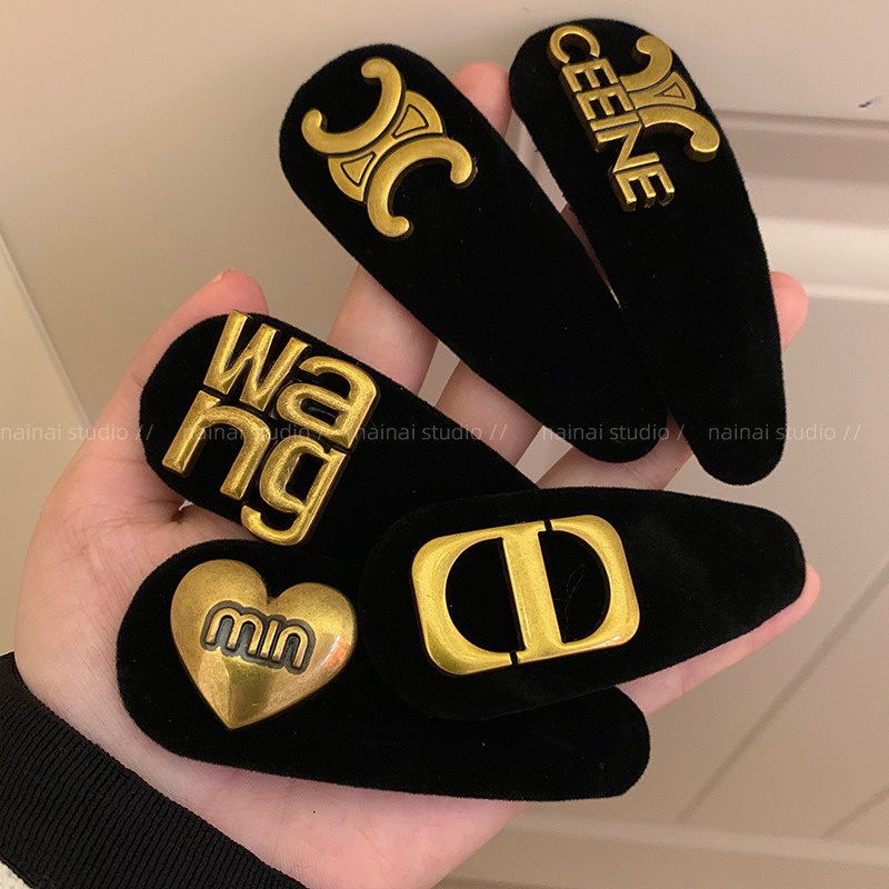 Mh Kẹp Tóc bb Màu Đen Chất Nhung Phong Cách retro Thời Trang Cho Nữ 2023