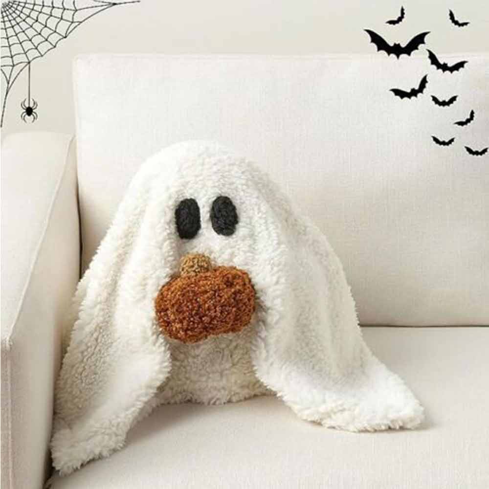 Ghost Pillow Halloween Black Cat Gus The Ghost Pillow for Halloween Decor 25cm Soft Stuffed Ghost