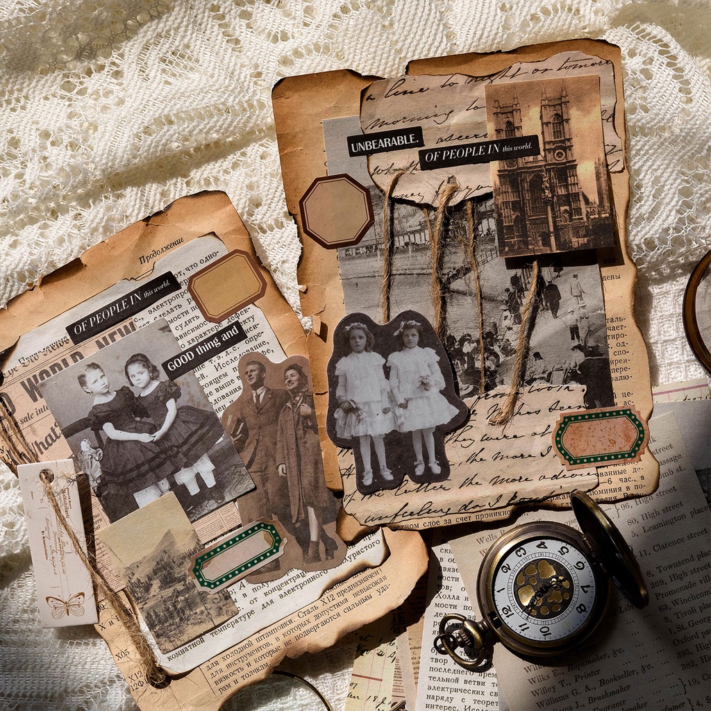 Bộ 100 Giấy Trang Trí Sổ Lưu Niệm Phong Cách vintage diy