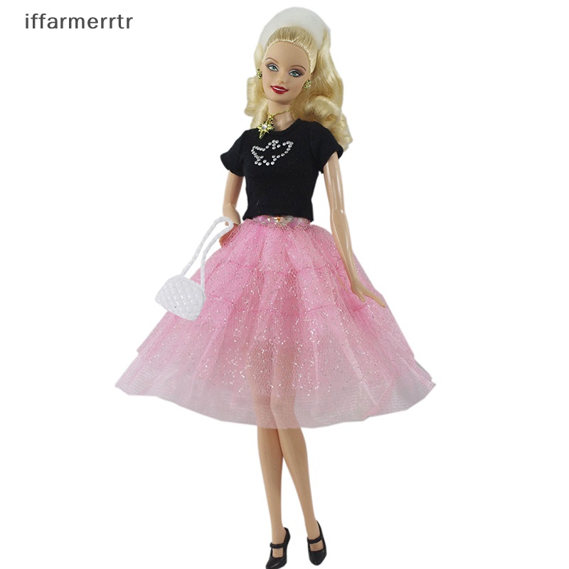 1 Bộ Đầm Công Chúa + Mũ + Túi Xách + Dụng Cụ Thời Trang Màu Hồng Cho Búp Bê hye