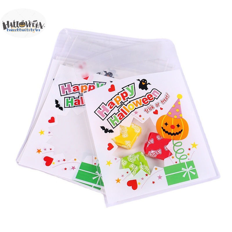 Set 50 Túi Đựng Kẹo / Bánh Quy Có Khóa Kéo Trang Trí Tiệc halloween trtr