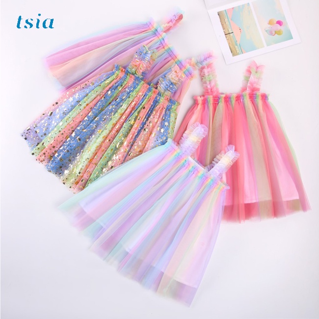 Đầm cotton Phối Lưới Nhiều Màu Sắc Cho Bé Gái 0-5 Tuổi