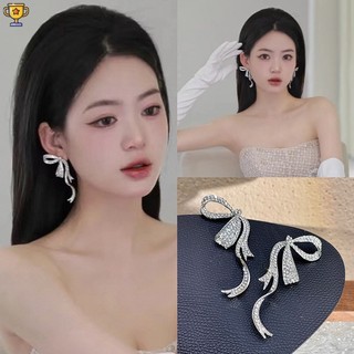 Đôi Khuyên Tai Dáng Dài Đính Nơ Ruy Băng Sang Trọng Lãng Mạn Cho Nữ
