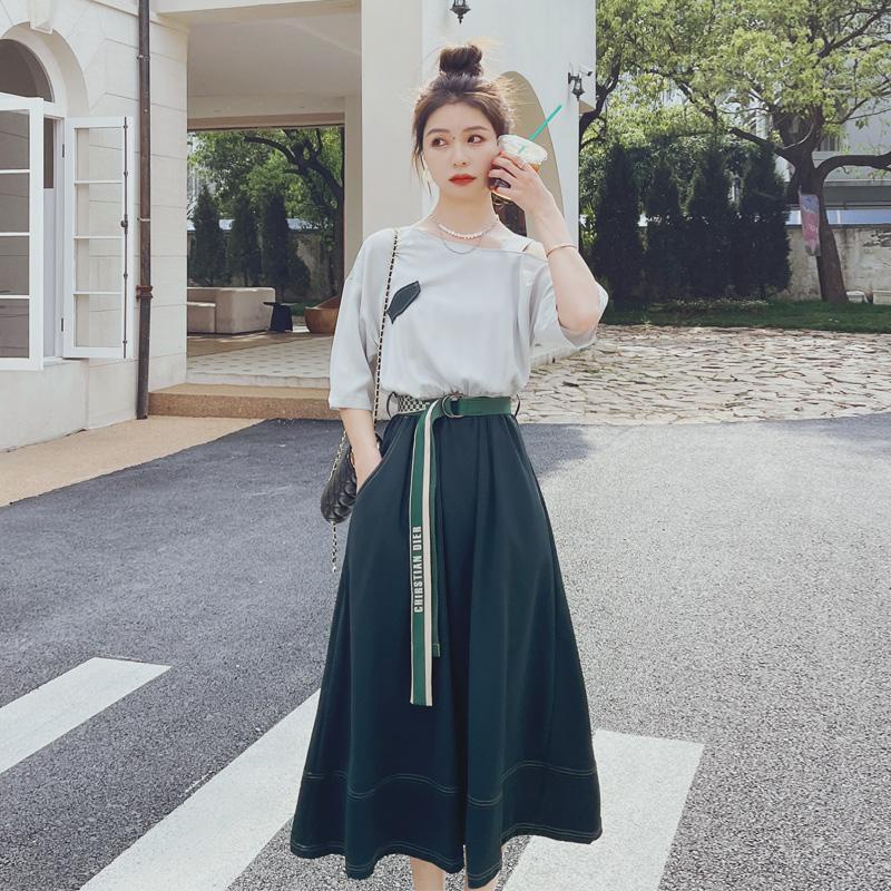 Niche Đầm Hở Vai Phối Màu Tương Phản Thời Trang Mùa Hè 2023 Phong Cách retro Cao Cấp Cho Nữ