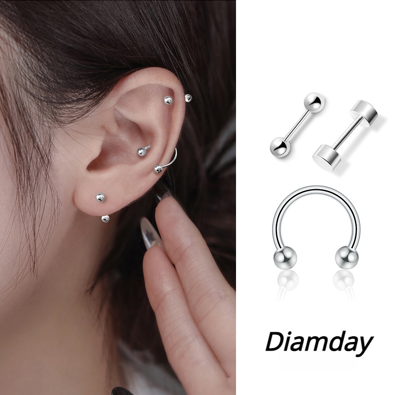 Diamday Khuyên tai Bông tai bằng thép titan đơn giản phong cách Hàn Quốc