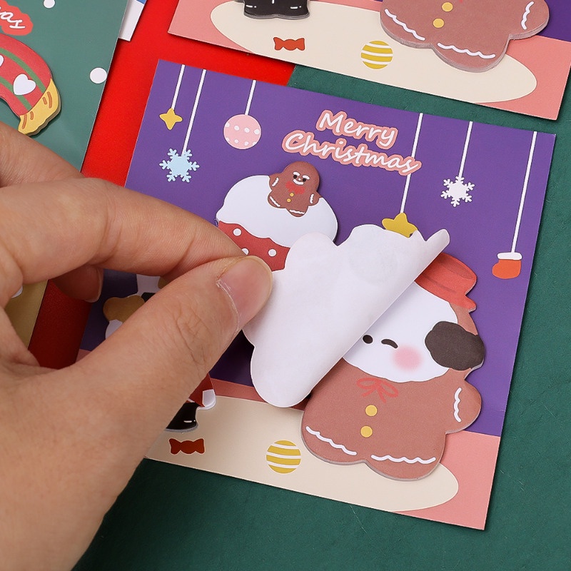 Hoạt Hình Giấy Dán Ghi Chú Tự Dính Họa Tiết Giáng Sinh / Ông Già Noel & Cây Thông Điệp / Người Tuyết Dễ Thương