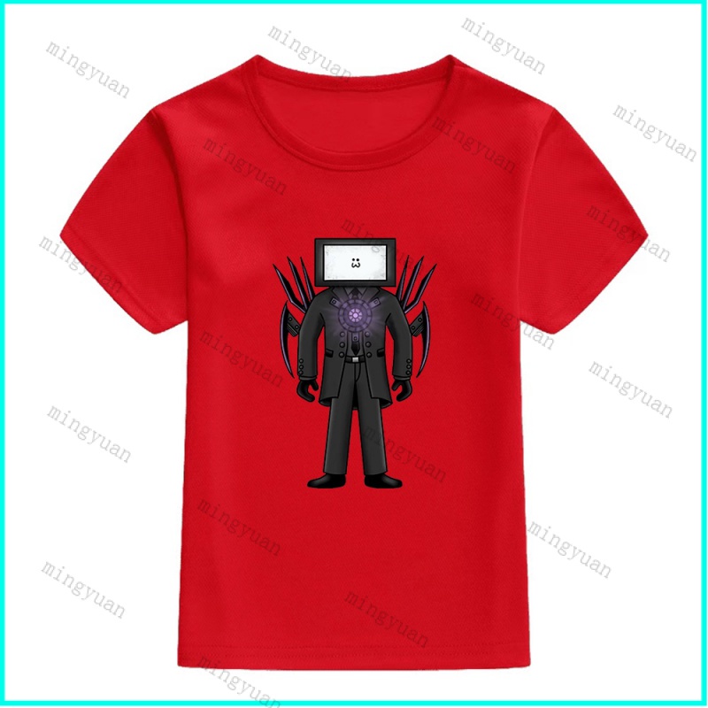 Áo Thun Tay Ngắn In Hình Mingyuan Titan Tv Man Skibidi Toilet Thiết Kế Dáng Rộng Cho Thanh Thiếu Niên 11 Tuổi