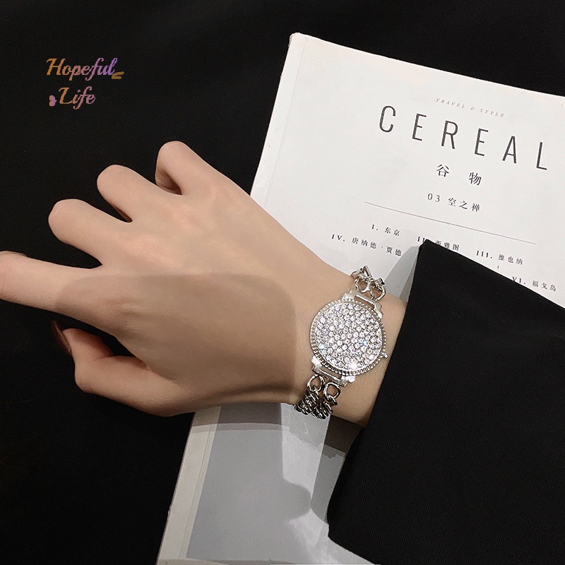 Vòng Đeo Tay Đồng Hồ Đính Đá Pha Lê Lấp Lánh Chất Lượng Cao Dành Cho Nữ