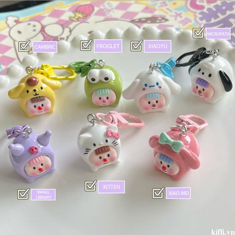 🌸🌸Móc Khóa Hình Mặt Em Bé Sanrio Cinnamoroll Kulomi Hoạt Hình Đáng Yêu