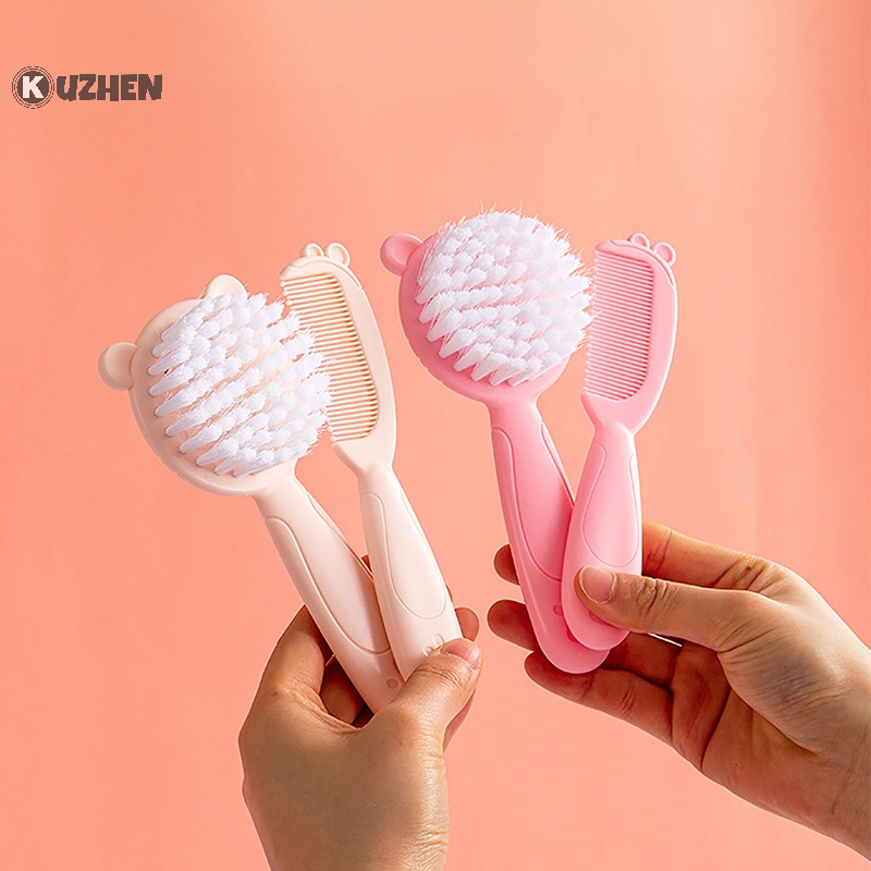 Kuzhen set 2 Lược Chải Tóc Mềm Mại Bằng nylon Mát Xa Da Đầu Cho Trẻ Sơ Sinh
