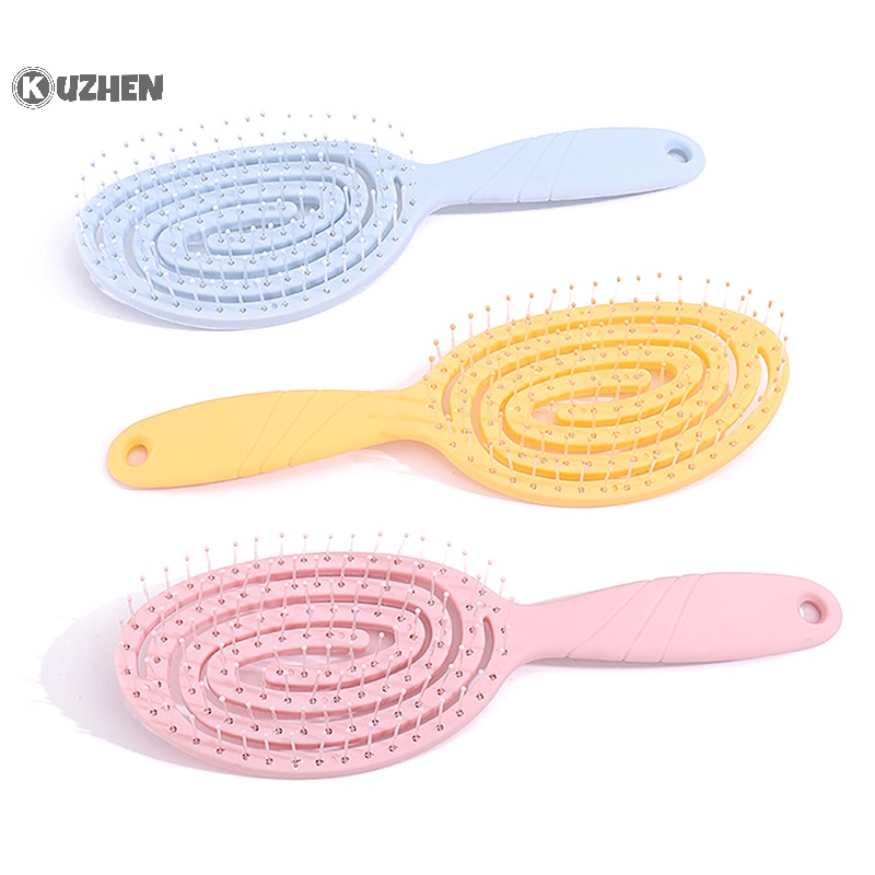 Lược chải tóc KUZHEN mát xa da đầu co giãn màu sắc đơn giản