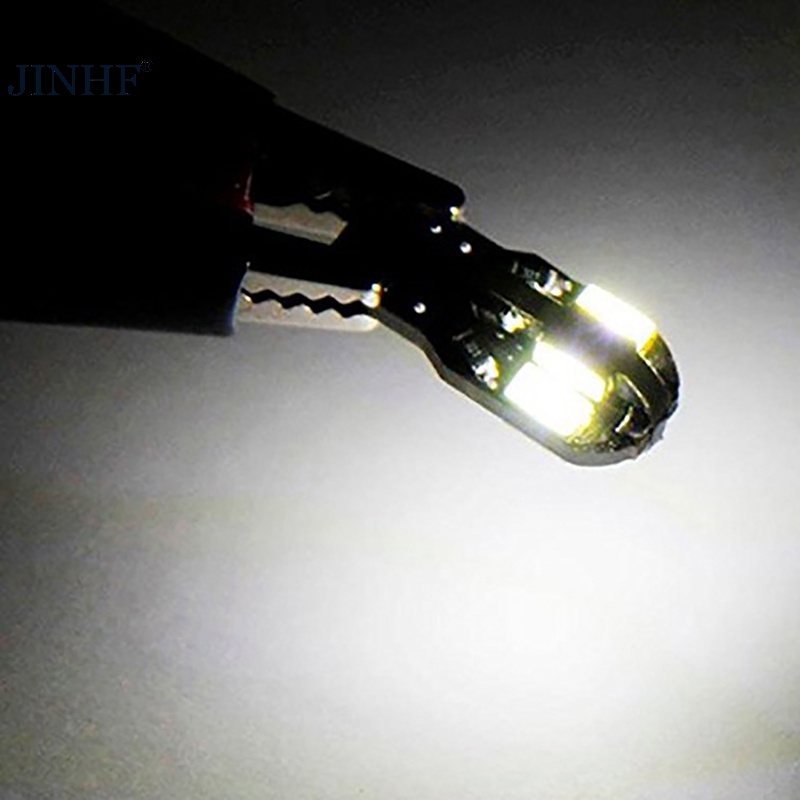 Jinhf Set 2 Bóng Đèn led t10 5630 8smd 12v 8000k Ánh Sáng Trắng Dành Cho Ô Tô