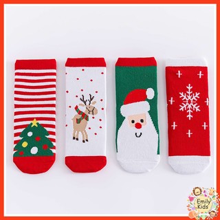 1 Đôi Vớ Giáng Sinh Bằng cotton Thoải Mái Chất Lượng Cao Chống Trượt Cho Bé 1-12 Tuổi