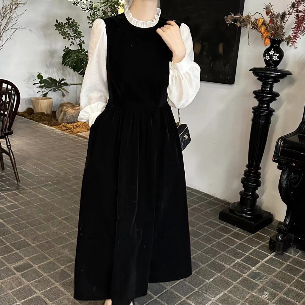 Đầm Nữ Tay Dài Giả Hai Lớp Phong Cách Thời Trang Mùa Thu 2023