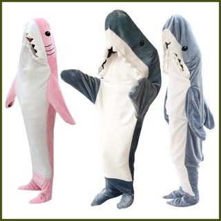 Chăn liền thân hóa trang cá mập hoạt hình onesie đáng yêu có mũ trùm đầu cho trẻ em và người lớn tongvn