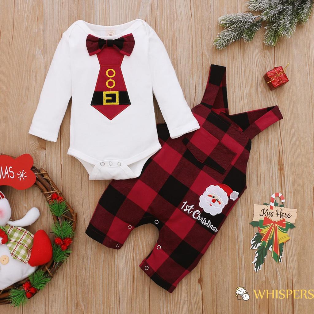 Set Áo Liền Quần + Quần Dài Họa Tiết Giáng Sinh Hoạt Hình Dễ Thương Cho Bé
