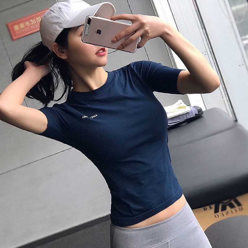 Deukio Áo Thun Thể Thao Tay Ngắn Chất Liệu Co Giãn Thấm Hút Mồ Hôi Nhanh Khô Thoáng Khí Thời Trang Cho Nữ