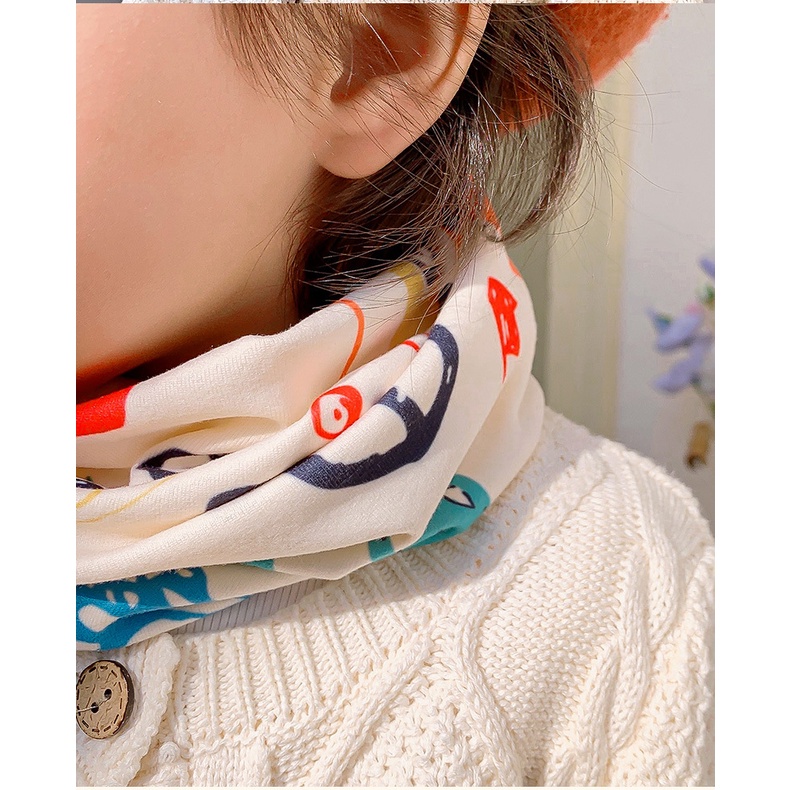 Khăn ống thun cotton hoạ tiết quàng cổ giữ ấm cho bé trai bé gái