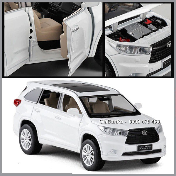 Xe Mô Hình Sắt Xe Du Lịch Cao Cấp Toyota Highlander Tỉ Lệ 1:32 - Trắng -  9860.1