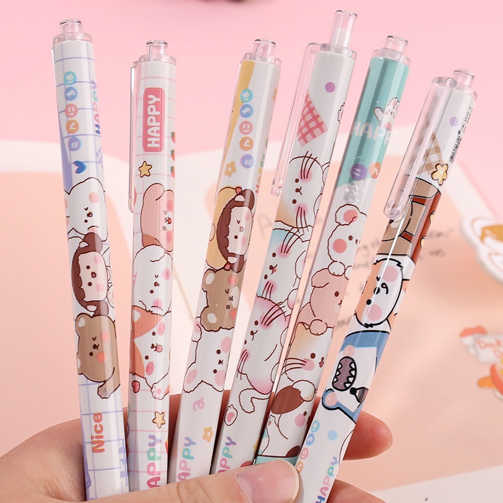 Bút Mực gel Dạng Nhấn Hình Mèo Hoạt Hình Cỡ Lớn 0.5mm