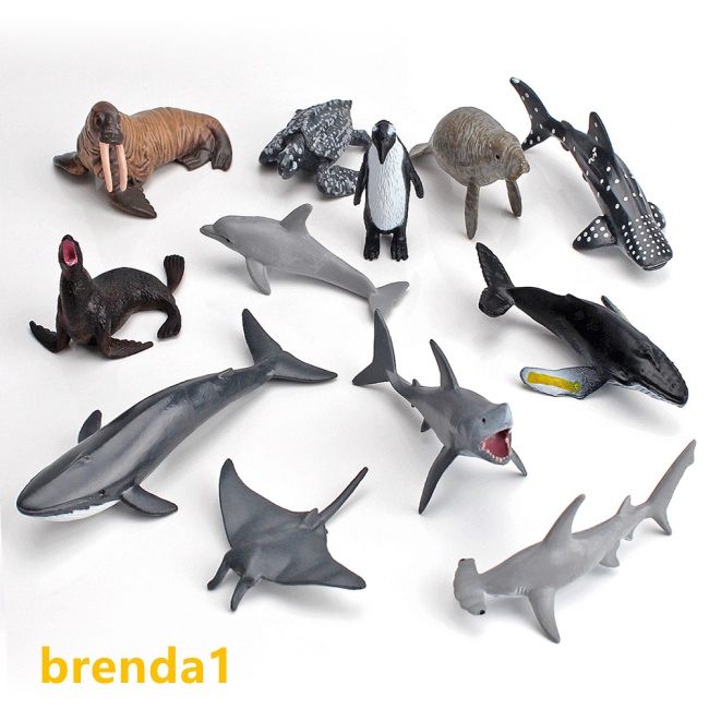 Bộ 12 Mô Hình Cá Heo Chim Cánh Cụt / Cá Heo Sinh Động Như Thật Dùng Trang Trí