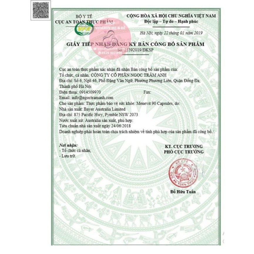 Menevit - Tăng chất lượng tinh trùng