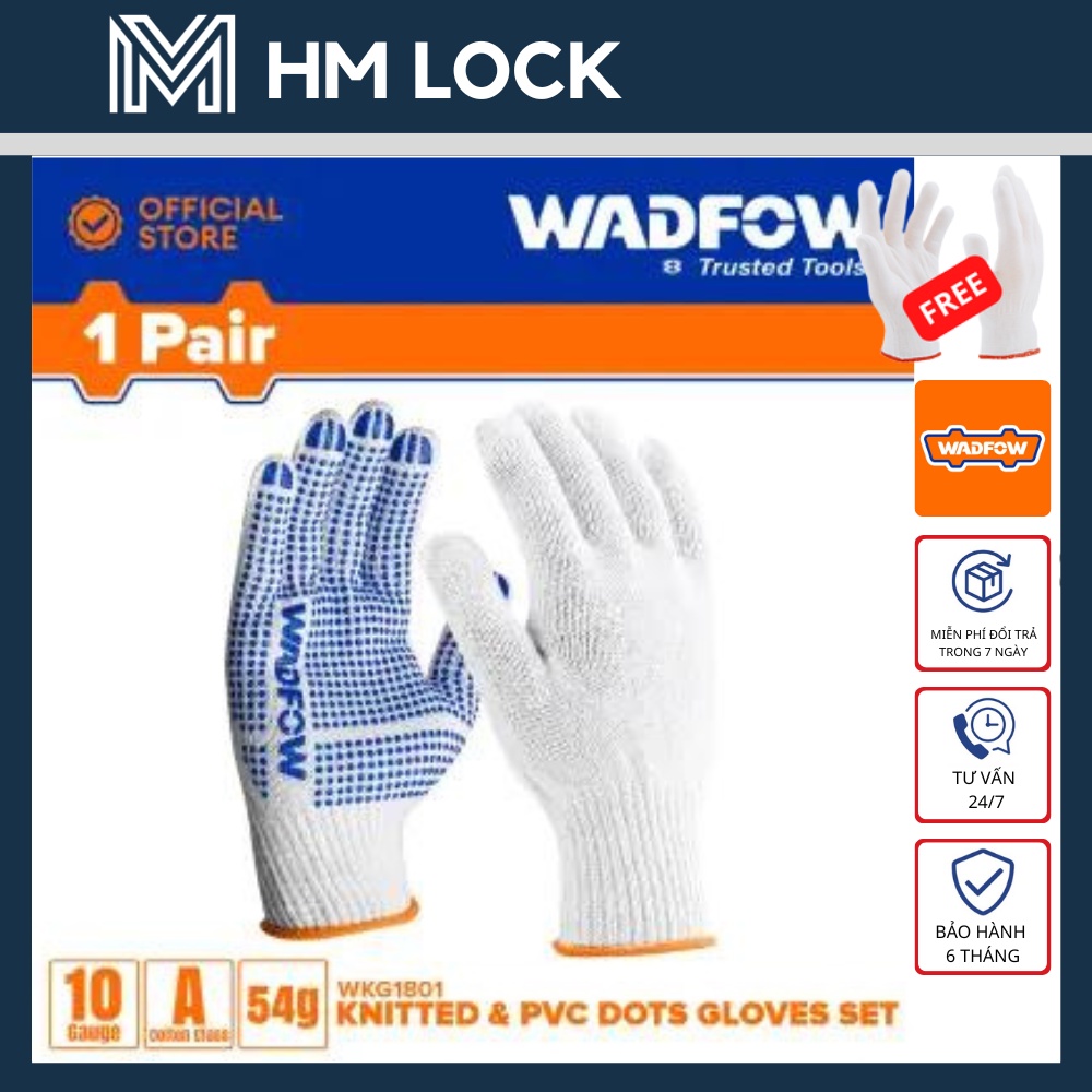 GĂNG TAY DỆT KIM & CÓ ĐỐM CHẤM NHỰA PVC XL WADFOW - HÀNG CHÍNH HÃNG - WKG1801 - HM LOCK