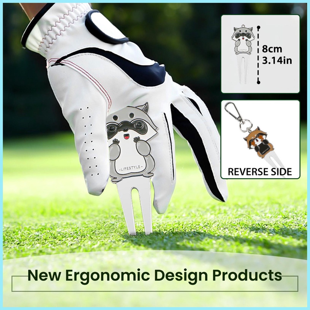 Kẹp Đánh Dấu Bóng golf Bằng Hợp Kim Kẽm Kèm Nĩa Kim Loại Từ Tính Màu Xanh Lá tdevn