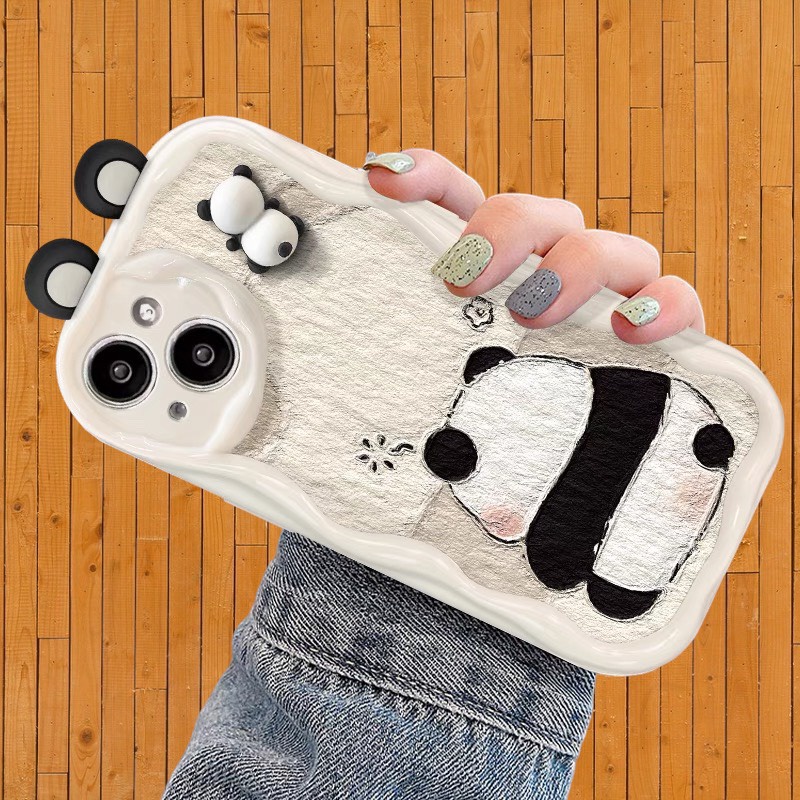 Ốp lưng dùng cho Oppo,Realme Cạnh sóng hình Panda S16