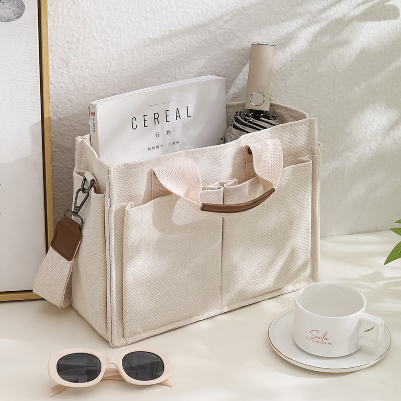 Túi Xách Đeo Vai Nhiều Ngăn Bằng Vải Bạt Thời Trang Mới 2023 Dành Cho Bạn Nữ