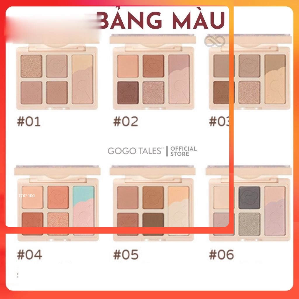 Phấn mắt gogo tales 6 ô nội địa trung chính hãng Bảng mắt Chamm nhiều màu  lâu trôi Bubble Gum Mini eye Shadow GT297 .