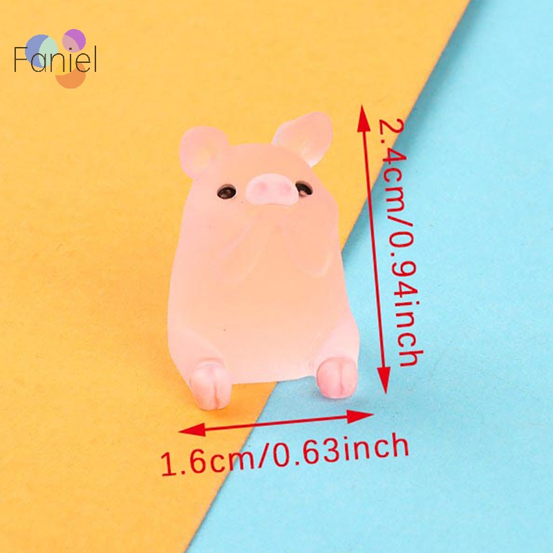 Bộ 6 Mô Hình Heo Con Bằng Nhựa Phát Sáng Dễ Thương Trang Trí Tiểu Cảnh