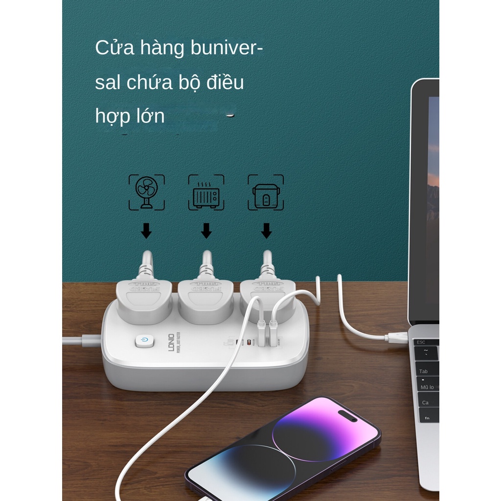 Ổ cắm điện LDNIO 65W  SC3416  EU Sạc Đa Năng Nối Dài 3250W Siêu Ổ Cắm Với USB C Sạc Nhanh PD65W MAX & QC 3.0 ACSTORE247