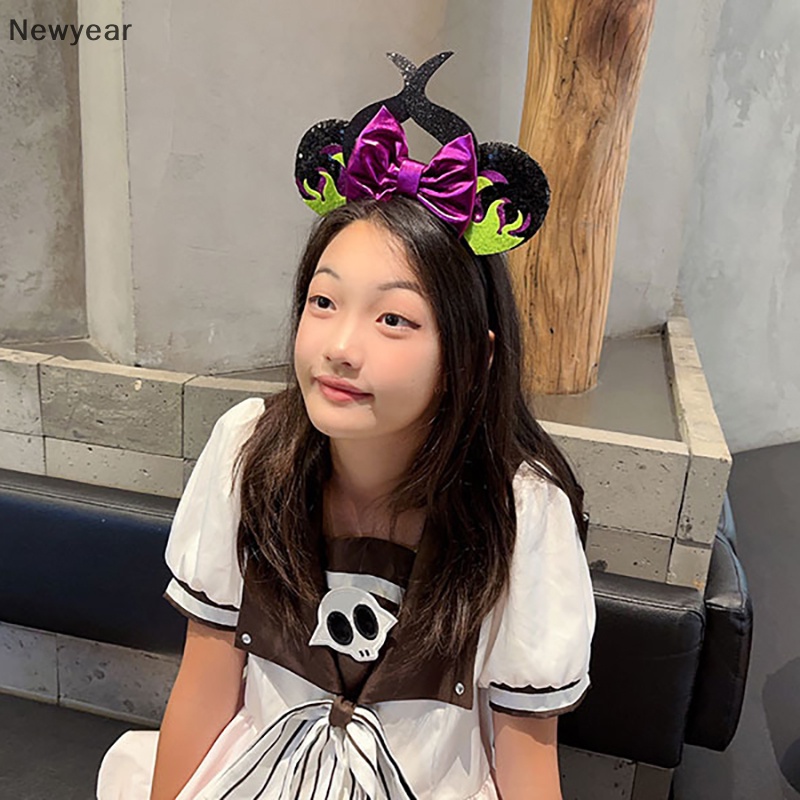 Băng Đô Cài Tóc Hình Tai Chuột mickey Đính Kim Sa Lấp Lánh Dành Cho Nữ