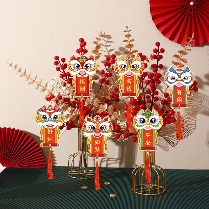 Set 6 Thẻ Treo Trang Trí Phòng Khách Hình Rồng Mừng Năm Mới 2024