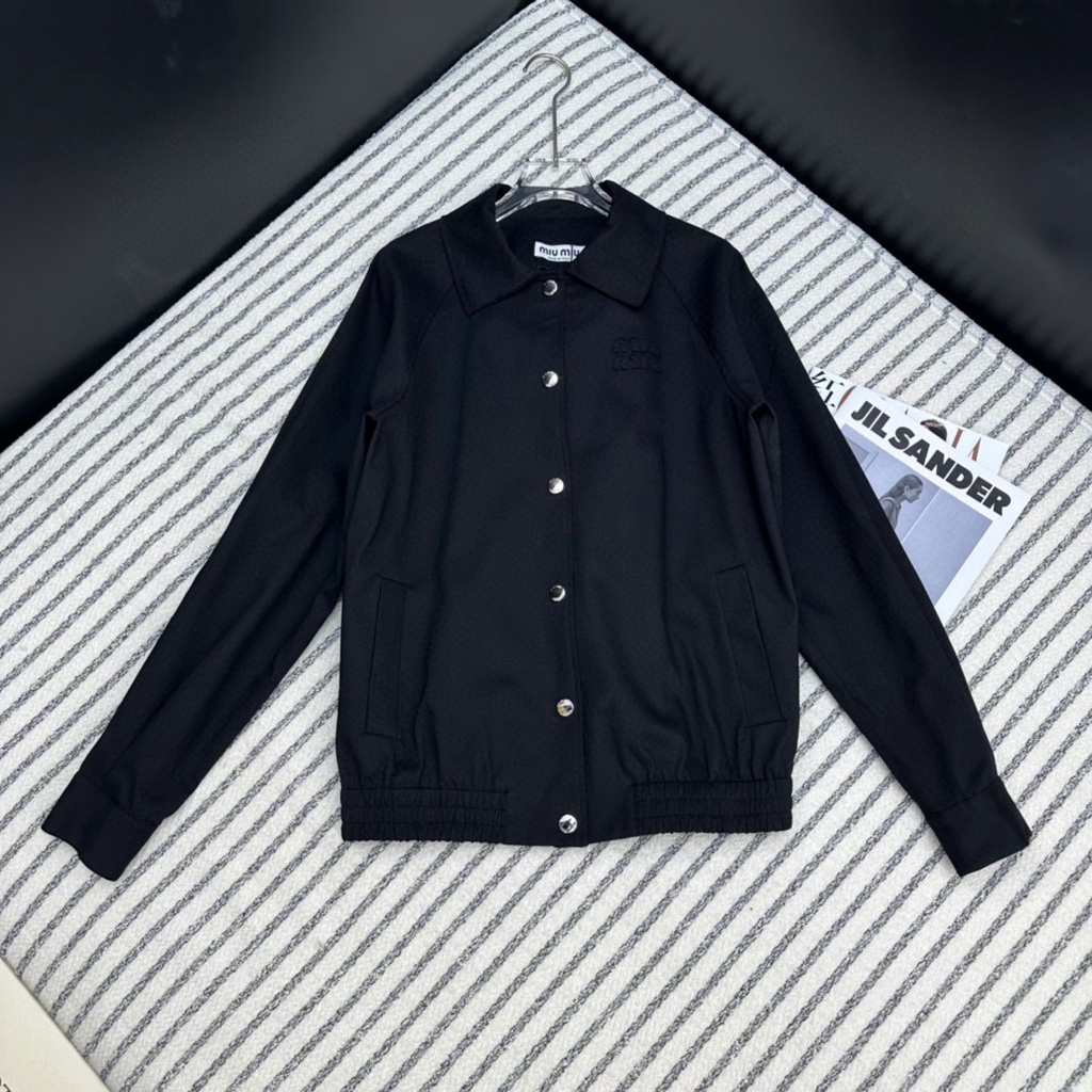 LEAS MIU MIU 23 autumn and winter New letter cloth embroidered casual coat women's lapel fashion all-match single-breasted jacket for women